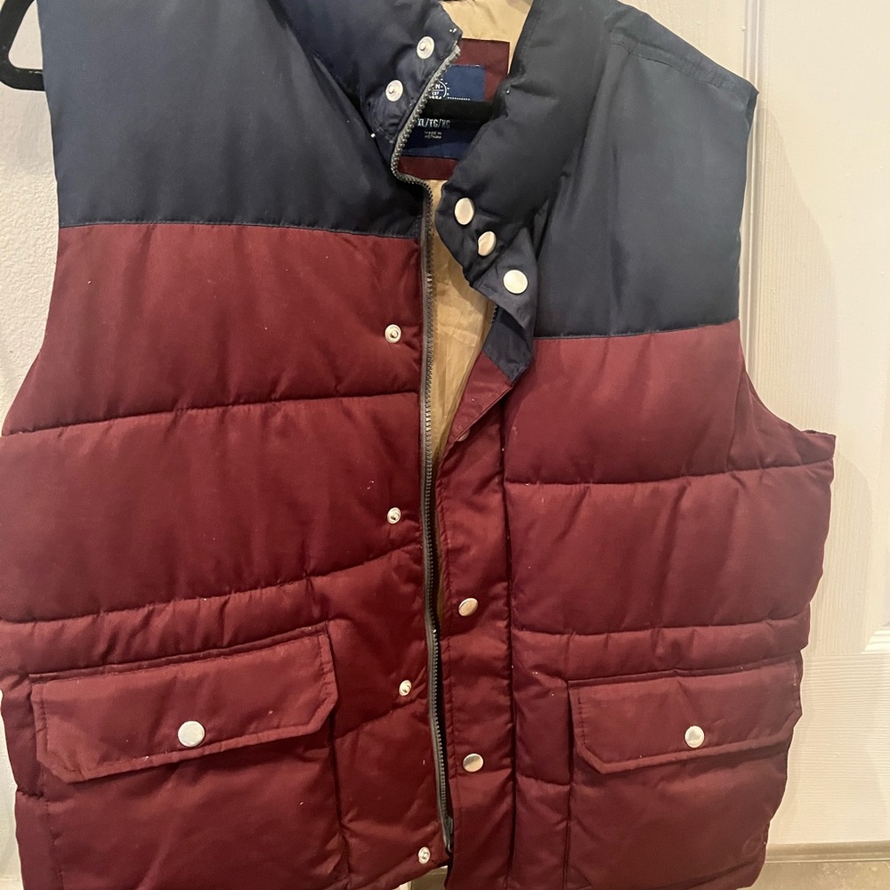 Old Navy Burgundy and Navy Puffer Vest